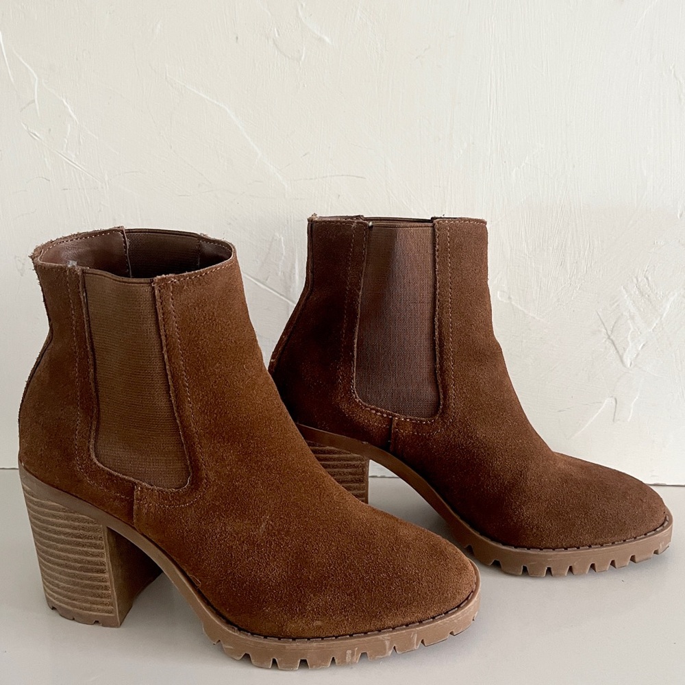 Steve Madden Suede Boots in a Cognac Color.